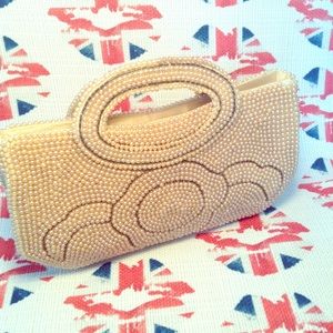 Vintage 1950's Champagne Pearl Beaded Bag